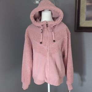 Koolaburra Cropped Sherpa Bomber Jacket with Hood